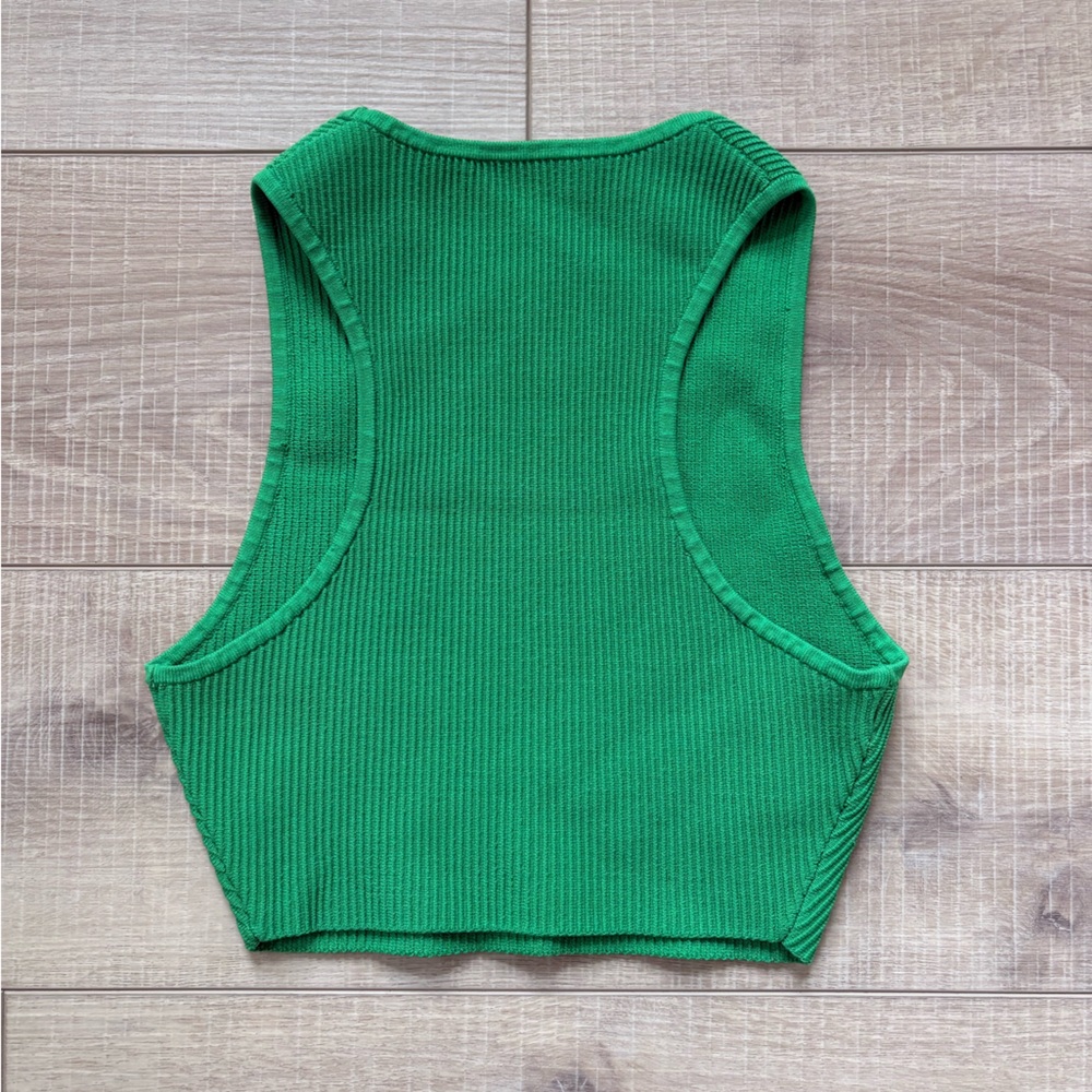 Aritzia BABATON Sculpt Knit Vibrant Green Ribbed Crop Top - Picture 9 of 10
